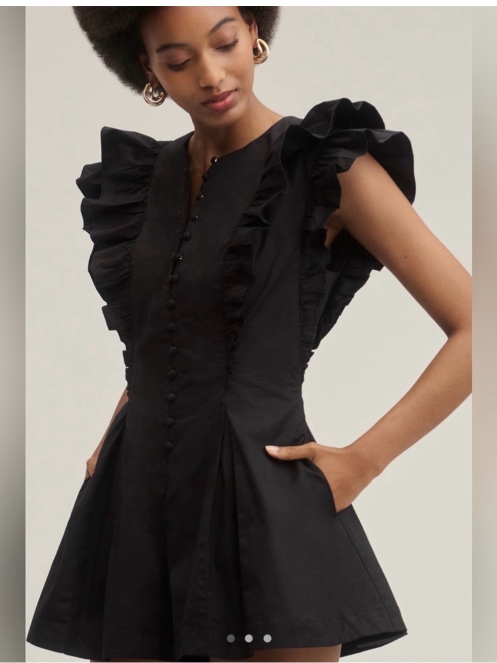 Maeve Black Ruffle Sleeve Mini Dress